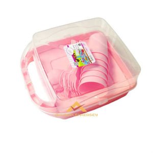 GOLDEX ÖZEL TAŞIMA ÇANTALI 32 PARÇA LÜKS PİKNİK SETİ TÜM TABAKLAR-ÇATAL KAŞIKLARLA 6 KİŞİLİK TAM SET