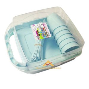 GOLDEX ÖZEL TAŞIMA ÇANTALI 32 PARÇA LÜKS PİKNİK SETİ TÜM TABAKLAR-ÇATAL KAŞIKLARLA 6 KİŞİLİK TAM SET