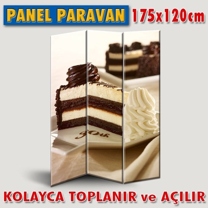 GÖRSELLİ KATLANIR PANEL BÖLME SİSTEMİ-ÇİKOLATALI DİLİM PASTA