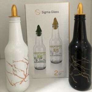 Damlatmaz Sigma Glass 2'li Cam Yağdanlık 250cc Yükseklik 20 cm Çap 6 cm