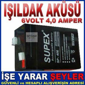 6 Volt 4,0 Amper Kuru Bakımsız Işıldak Aküsü