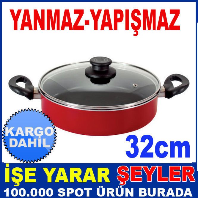 32cm YANMZ YAPŞMZ TEFLON KARNIYARIK TENCERESİ KD