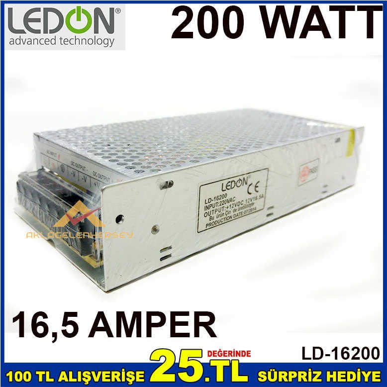200 VOLT 16,5 Ah AMPER TRAFO ADAPTÖR GÜÇ KAYNAĞI