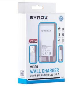 Syrox J15 Micro USB 2.0 Amper Hızlı Şarj Cihazı ve 100cm Kablosu