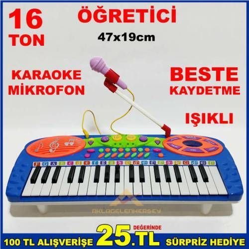 47cm OYUNCAK MİKROFONLU ELEKTRONİK PİYANO ORG