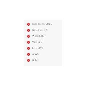 1000W Sanayi Tipi Toop Rezistans 200V 270X172mm Yerli Üretim 