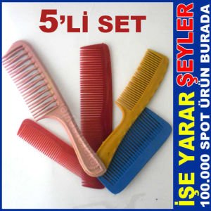 5'Lİ FARKLI BOY VE İŞLEVLERDE RENKLİ TARAK SETİ 