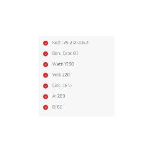 1950W Çamaşır Makinesi Rezistansı 220V 555x70mm Yerli Üretim 