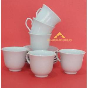 Beyaz Porselen Büyük Boy Yuvarlak Fincan Takımı