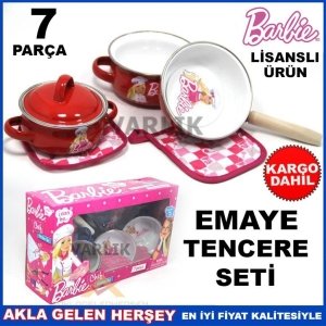 Kargo Dahil 7 PARÇALI BARBİE LİSANSLI EMAYE TENCERE SETİ