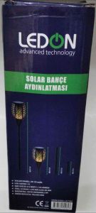 LEDON Solar Bahçe Aydınlatması 70 X 490 Mm, Güneş Enerjisi İle Şarj, Su Geçirmez.