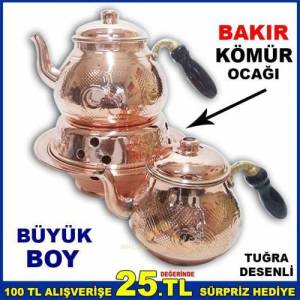 Büyük Boy Çaydanlık Altı Bakır Kömür Ocağı