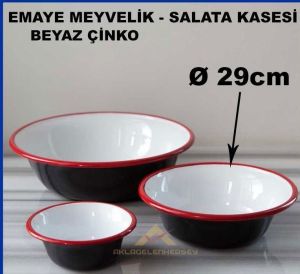 Beyaz Çinko Emaye Meyvelik Salata Kasesi