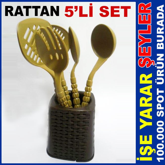 5'Lİ PORTATİF RATTAN YEMEK-TATLI SERVİS SETİ