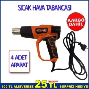 ELEKTRİKLİ 2000W GÜCÜNDE 4 APARAT VE ÇANTALI SICAK HAVA TABANCASI