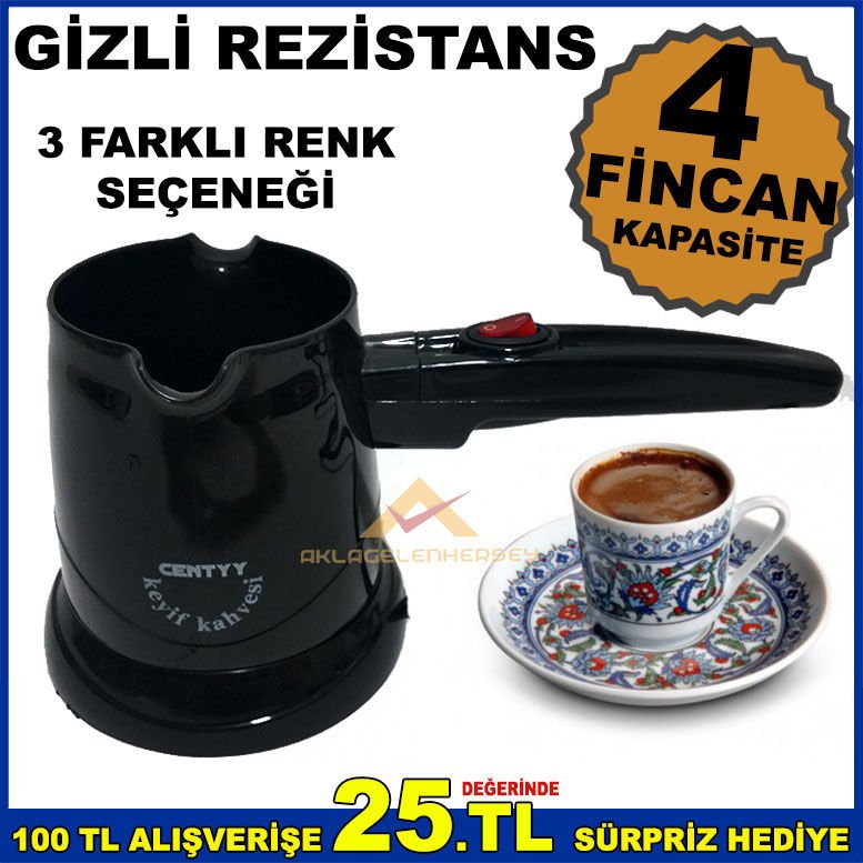 PASLANMAZ ÇELİK GİZLİ REZİSTANSLI 4 FİNCAN KAPASİTELİ 550WATT ELEKTRİKLİ TÜK KAHVESİ CEZVESİ -2