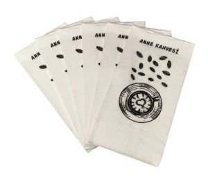 20 Adet Kahve Yanı Sunum Peçetesi 'Anne Kahvesi' Yazılı Şık Tasarımlı Dizayn Kahve Bardağı Şekilli