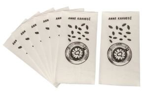 20 Adet Kahve Yanı Sunum Peçetesi 'Anne Kahvesi' Yazılı Şık Tasarımlı Dizayn Kahve Bardağı Şekilli