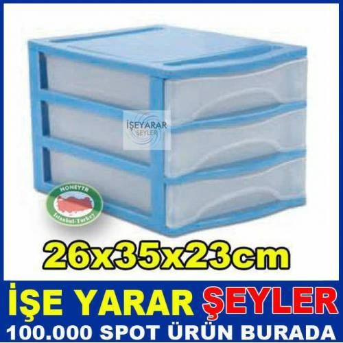 3ÇEKMECE MULTIBOX MALZEME KUTUSU 35x26 h:23cm-KD