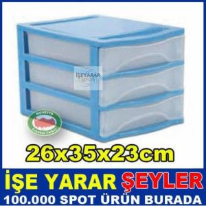 3ÇEKMECE MULTIBOX MALZEME KUTUSU 35x26 h:23cm-KD
