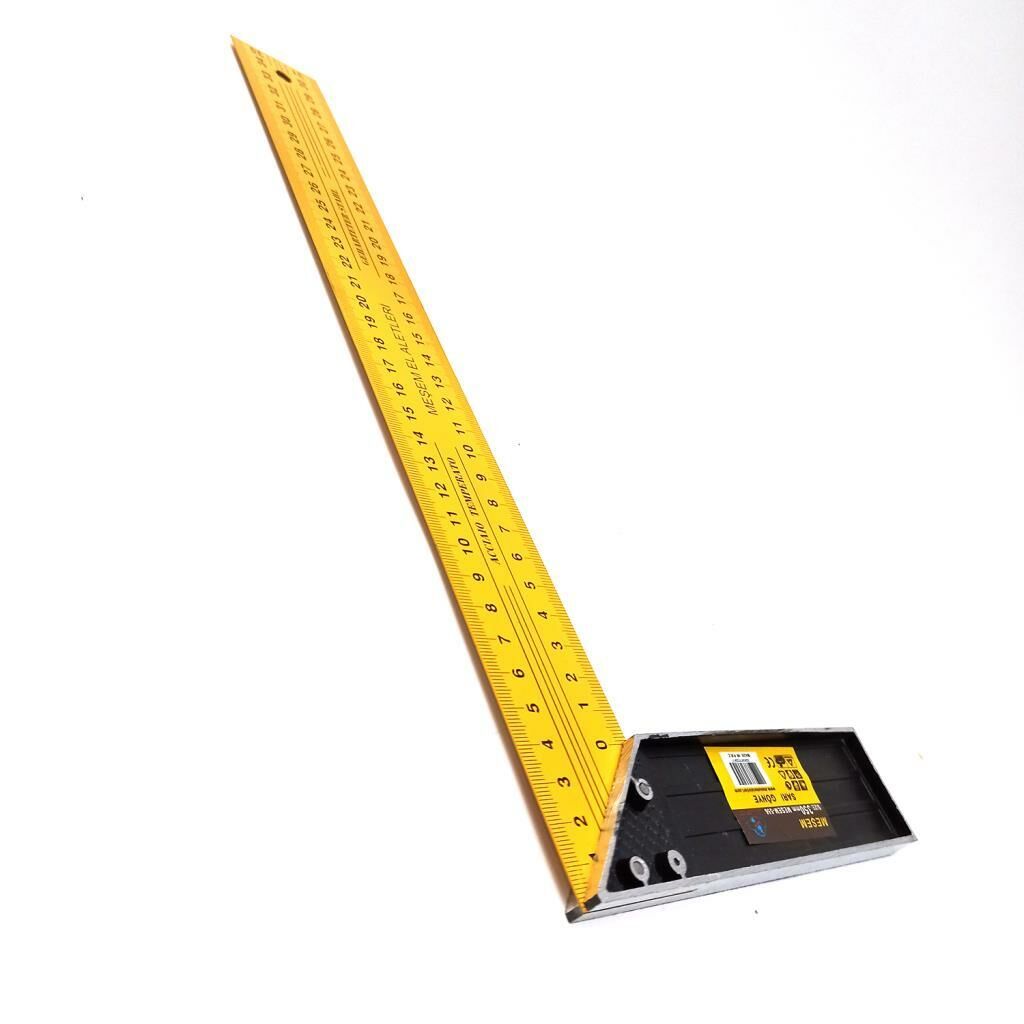 Alüminyum Saplı 350 mm Sarı Renkli Çelik Usta - Marangoz Gönyesi