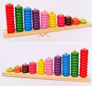 BÖLÜK BASAMAK ÖĞRETİCİ EĞİTİCİ AHŞAP KULE HALKALAR SÜPER MATEMATK
