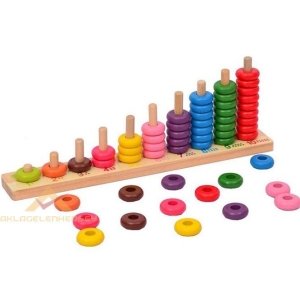 BÖLÜK BASAMAK ÖĞRETİCİ EĞİTİCİ AHŞAP KULE HALKALAR SÜPER MATEMATK