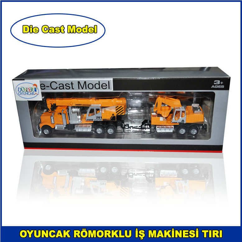 Die Cast Model Metal Römorklu iş Makinesi Oyuncak Tır 1-70 Scael 1. Kalite ve Dayanıklı