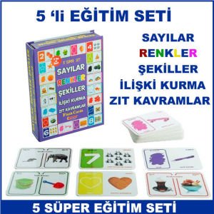 Renk,Sayı,Şekil,İlişki Kurma,Zıt Kavram Eğitimli 5 Süper Set - Çocukların Zeka Gelişimine Yardımcı