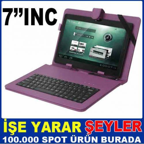 7'' Inç Türkçe Klavyeli Eflatun Tablet Kılıfı
