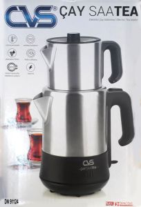 CVS DN 91124 Çay SaaTEA Siyah Elektrikli Çay Makinesi Yüksek Sıcaklığa Dayanıklı İnox Demlik