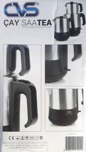 CVS DN 91124 Çay SaaTEA Siyah Elektrikli Çay Makinesi Yüksek Sıcaklığa Dayanıklı İnox Demlik