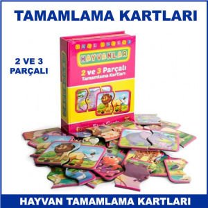 Hayvanları Tamamlama Kartları 2 ve 3 Parçalı - Çocukların Zeka Gelişimine Yardımcı