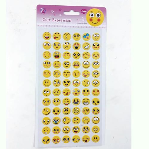 Smile Sevimli Emojiler Kabartmalı Yapışan Süper Kalite 72 Adet