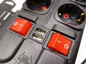 2 Ah Çift USB Çıkışlı 10lu Grup Priz 3 Metre Anahtarlı 5+5 Sistem2000 Çoklu Priz 3x1.5 Bakır Kablolu