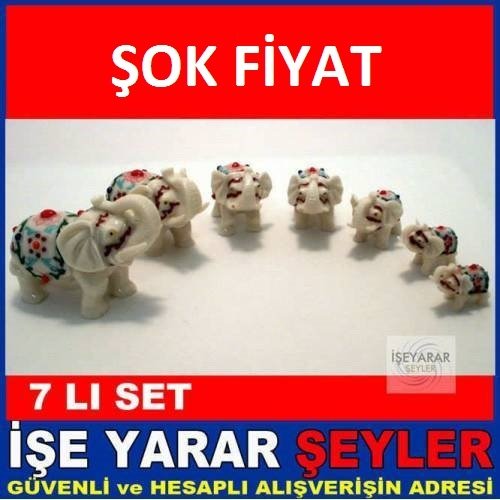 Büyükten Küçüğe 7 Li Uğur Filleri Desenli