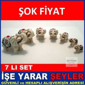 Büyükten Küçüğe 7 Li Uğur Filleri Desenli