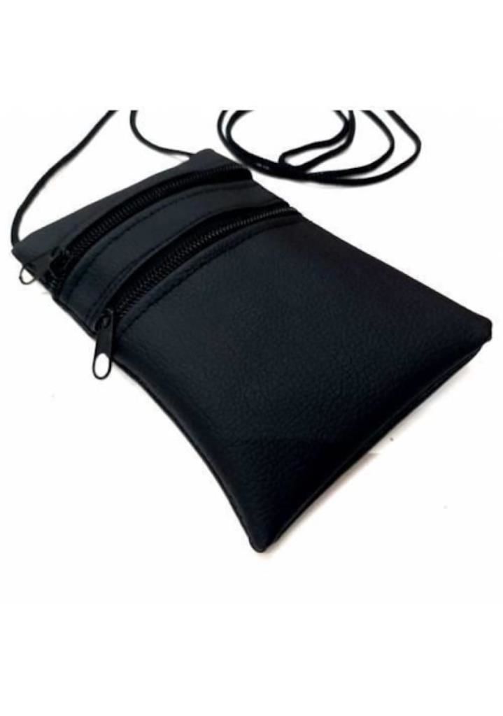 Boyun Askılı Çift Fermuar Çanta