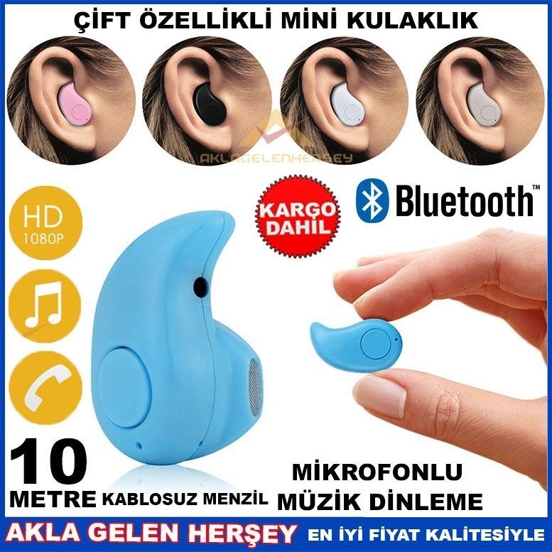 ÇOK FONKSİYONLU MİNİ BLUETOOTH KABLOSUZ BAĞLANTILI KULAKLIK MAVİ