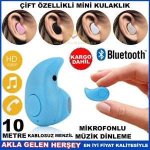ÇOK FONKSİYONLU MİNİ BLUETOOTH KABLOSUZ BAĞLANTILI KULAKLIK MAVİ