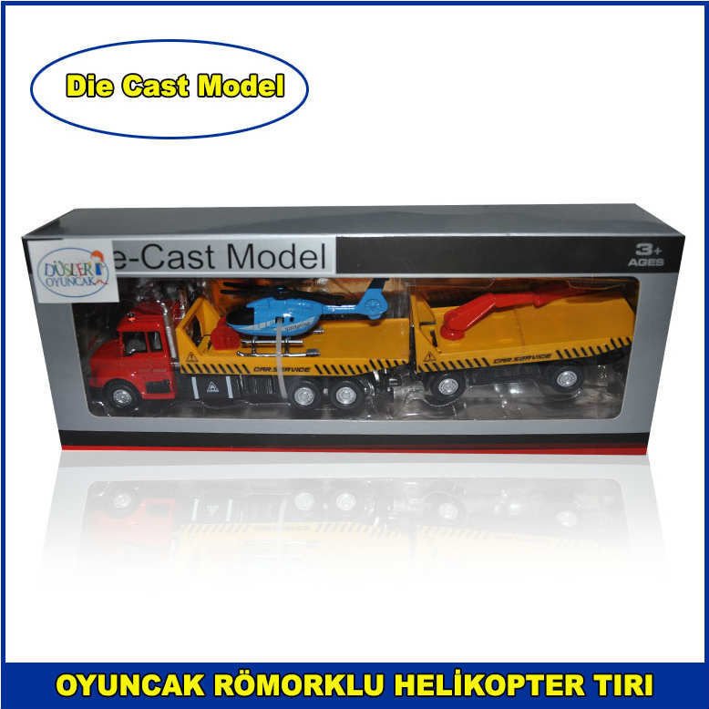 Die Cast Model Metal Römorklu Helikopter Oyuncak Tır 1-70 Scael 1. Kalite ve Dayanıklı