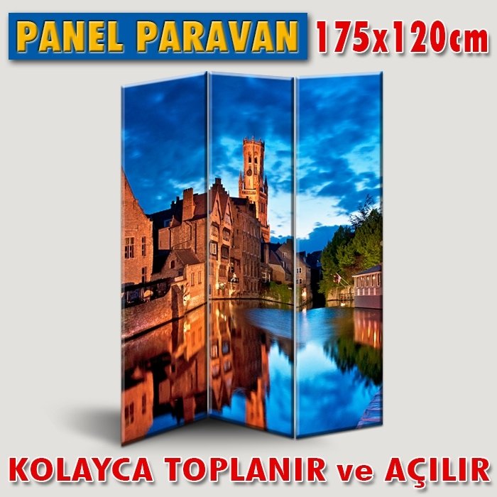 GÖRSELLİ KATLANIR PANEL BÖLME SİSTEMİ-ŞEHİRDE GECE IŞIKLARI AKSİ