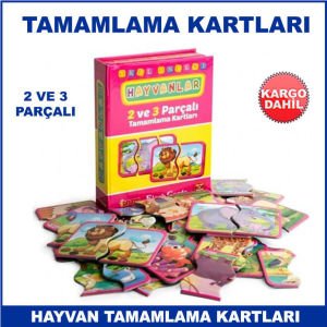 Hayvanları Tamamlama Kartları 2 ve 3 Parçalı - Çocukların Zeka Gelişimine Yardımcı
