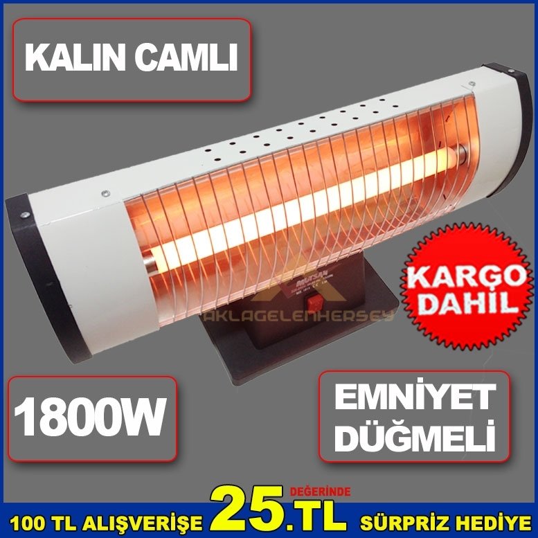 1800W GÜÇLÜ TEK ÇUBUKLU EMNİYET DÜĞMELİ  İNFRARED ELEKTRİKLİ SOBA