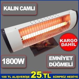 1800W GÜÇLÜ TEK ÇUBUKLU EMNİYET DÜĞMELİ  İNFRARED ELEKTRİKLİ SOBA