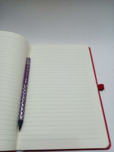 21*15 Kırmızı Renkli Kapaklı Çizgili  Kalemlikli Ajanda Defter( Takvimsiz)
