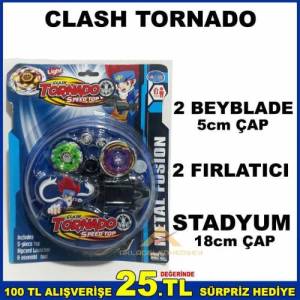 Clash Tornado Işıklı 2 Fırlatıcılı Stadyumlu 2 Farklı Model Beyblade Oyuncak Seti