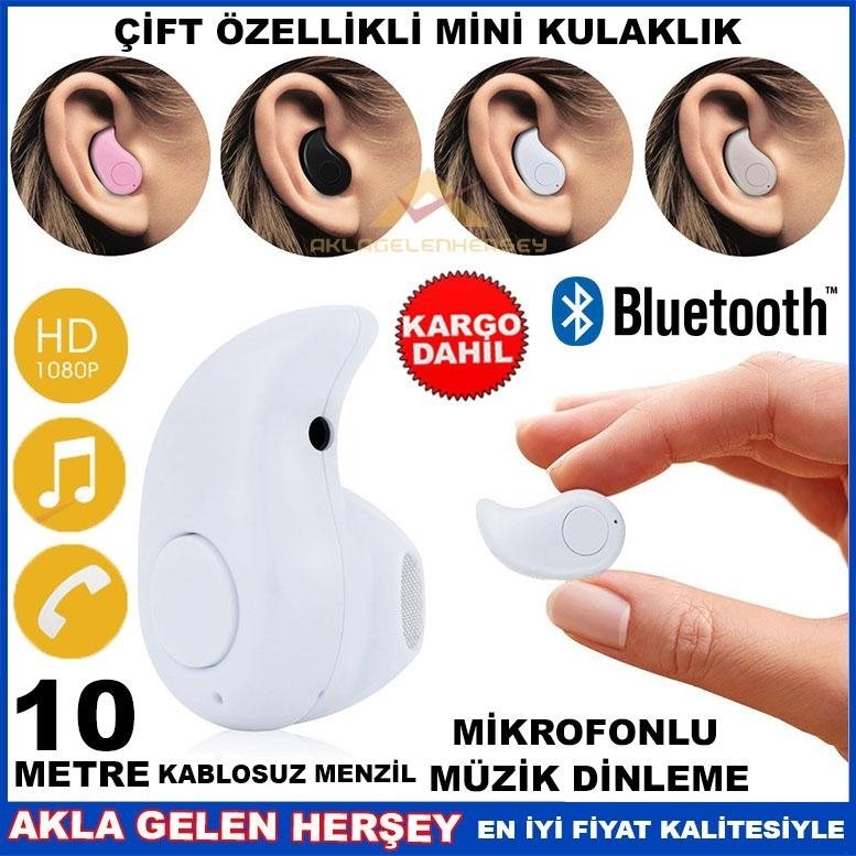 ÇOK FONKSİYONLU MİNİ BLUETOOTH KABLOSUZ BAĞLANTILI KULAKLIK BEYAZ