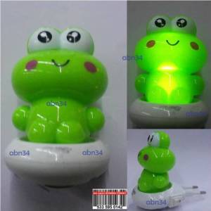 Kurbağa Model Aç Kapa Anahtarlı Prize Takılan Soft Işık Sarfiyatsız Led Çocuk Odası Gece Lambası