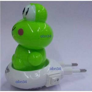 Kurbağa Model Aç Kapa Anahtarlı Prize Takılan Soft Işık Sarfiyatsız Led Çocuk Odası Gece Lambası